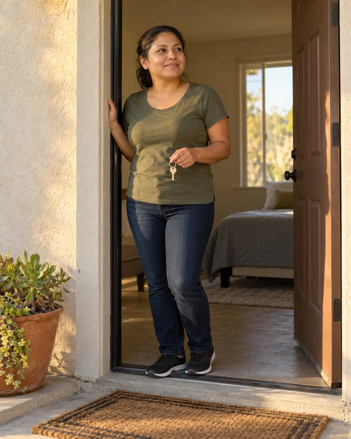 Hero: resident at the door of their new home